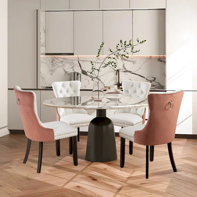 Chaises de salle à manger modernes en velours capitonné (lot de 4)