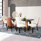 Chaises de salle à manger modernes en velours capitonné (lot de 4)