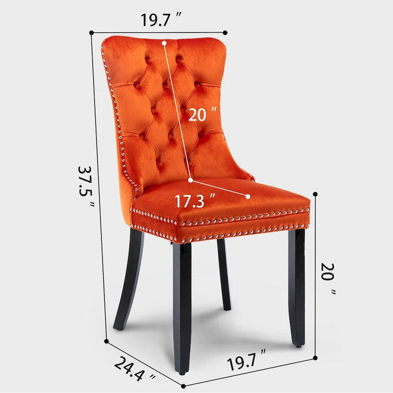 Chaises de salle à manger modernes en velours capitonné (lot de 4)