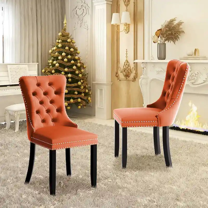 Chaises de salle à manger modernes en velours capitonné (lot de 4)