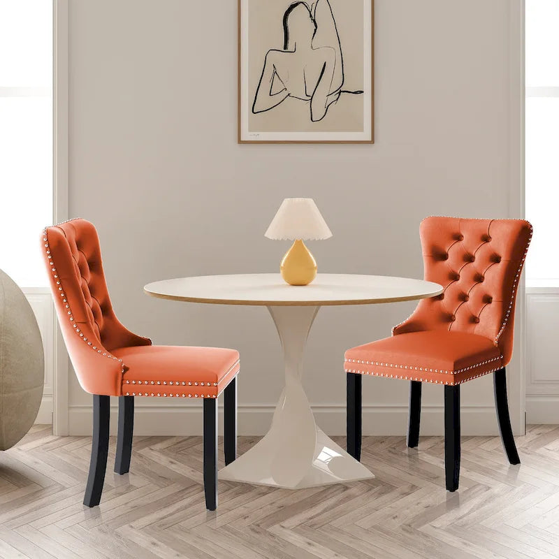 Chaises de salle à manger modernes en velours capitonné (lot de 4)