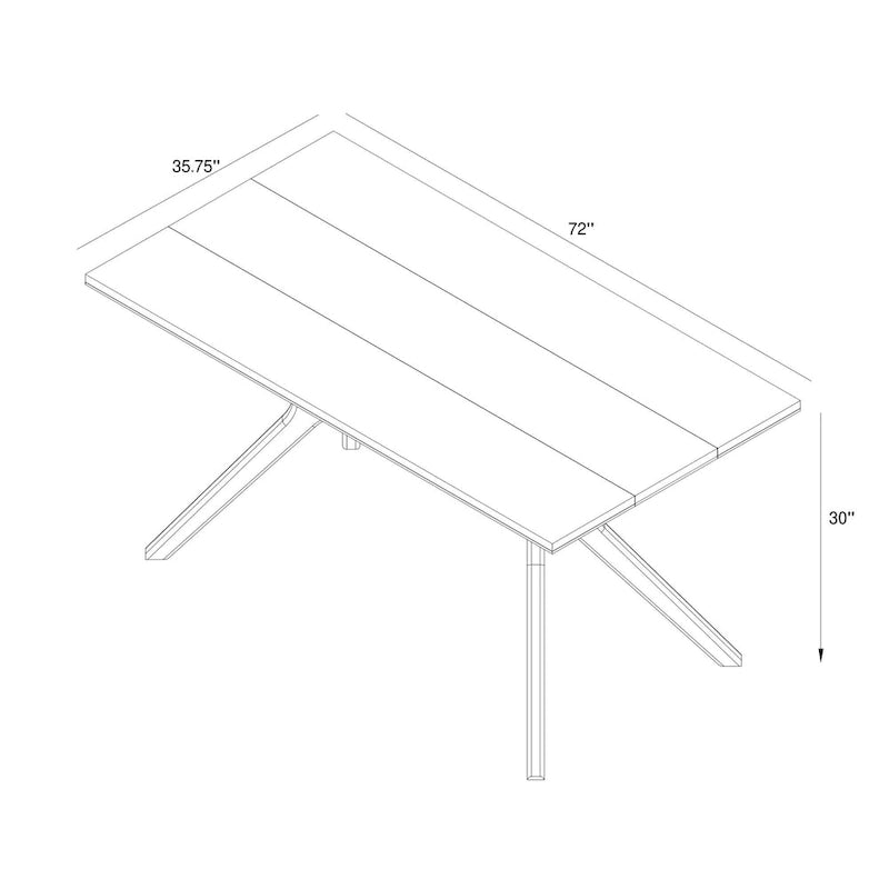 Table à manger rectangulaire Plank and Beam Verso avec pieds croisés - 72