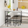 Ensemble de salle à manger 3 pièces pour cuisine et bar, table de bistrot moderne à hauteur de comptoir effet marbre avec 2 tabourets de bar en cuir PU