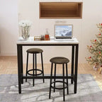 Ensemble de salle à manger 3 pièces pour cuisine et bar, table de bistrot moderne à hauteur de comptoir effet marbre avec 2 tabourets de bar en cuir PU