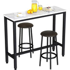 Ensemble de salle à manger 3 pièces pour cuisine et bar, table de bistrot moderne à hauteur de comptoir effet marbre avec 2 tabourets de bar en cuir PU