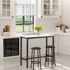 Ensemble de salle à manger 3 pièces pour cuisine et bar, table de bistrot moderne à hauteur de comptoir effet marbre avec 2 tabourets de bar en cuir PU