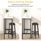 Ensemble de salle à manger 3 pièces pour cuisine et bar, table de bistrot moderne à hauteur de comptoir effet marbre avec 2 tabourets de bar en cuir PU