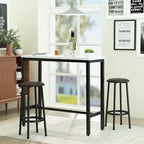 Ensemble de salle à manger 3 pièces pour cuisine et bar, table de bistrot moderne à hauteur de comptoir effet marbre avec 2 tabourets de bar en cuir PU