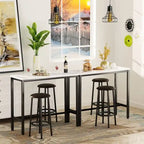 Ensemble de salle à manger 3 pièces pour cuisine et bar, table de bistrot moderne à hauteur de comptoir effet marbre avec 2 tabourets de bar en cuir PU