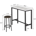 Ensemble de salle à manger 3 pièces pour cuisine et bar, table de bistrot moderne à hauteur de comptoir effet marbre avec 2 tabourets de bar en cuir PU