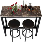 Ensemble de salle à manger 3 pièces pour cuisine et bar, table de bistrot moderne à hauteur de comptoir effet marbre avec 2 tabourets de bar en cuir PU