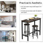 Ensemble de salle à manger 3 pièces pour cuisine et bar, table de bistrot moderne à hauteur de comptoir effet marbre avec 2 tabourets de bar en cuir PU