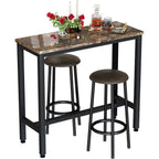 Ensemble de salle à manger 3 pièces pour cuisine et bar, table de bistrot moderne à hauteur de comptoir effet marbre avec 2 tabourets de bar en cuir PU