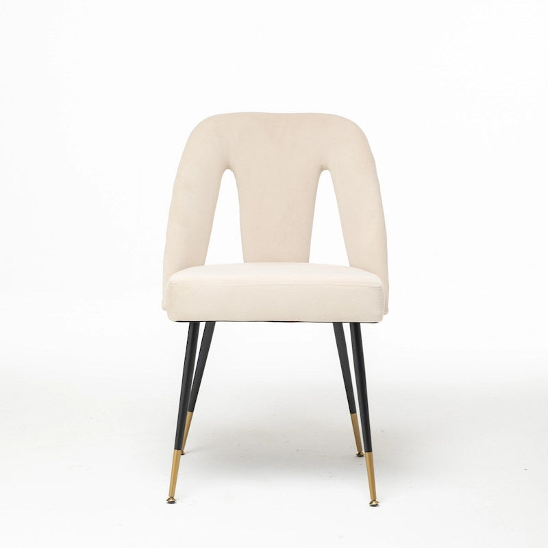 Lot de 2 chaises de salle à manger modernes et contemporaines rembourrées avec clous décoratifs et pieds en métal
