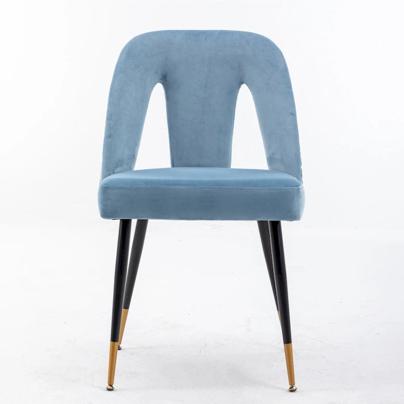 Lot de 2 chaises de salle à manger modernes et contemporaines rembourrées avec clous décoratifs et pieds en métal