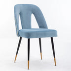 Lot de 2 chaises de salle à manger modernes et contemporaines rembourrées avec clous décoratifs et pieds en métal