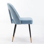 Lot de 2 chaises de salle à manger modernes et contemporaines rembourrées avec clous décoratifs et pieds en métal