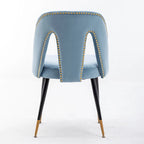 Lot de 2 chaises de salle à manger modernes et contemporaines rembourrées avec clous décoratifs et pieds en métal