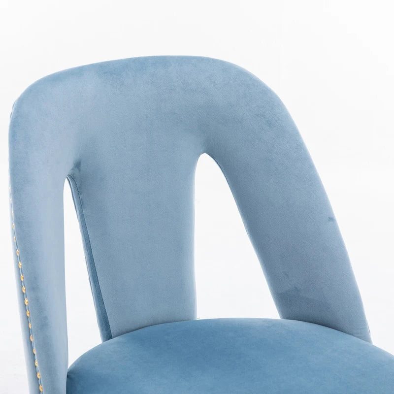 Lot de 2 chaises de salle à manger modernes et contemporaines rembourrées avec clous décoratifs et pieds en métal