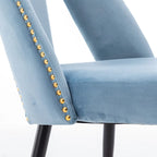 Lot de 2 chaises de salle à manger modernes et contemporaines rembourrées avec clous décoratifs et pieds en métal
