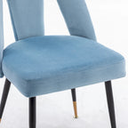 Lot de 2 chaises de salle à manger modernes et contemporaines rembourrées avec clous décoratifs et pieds en métal