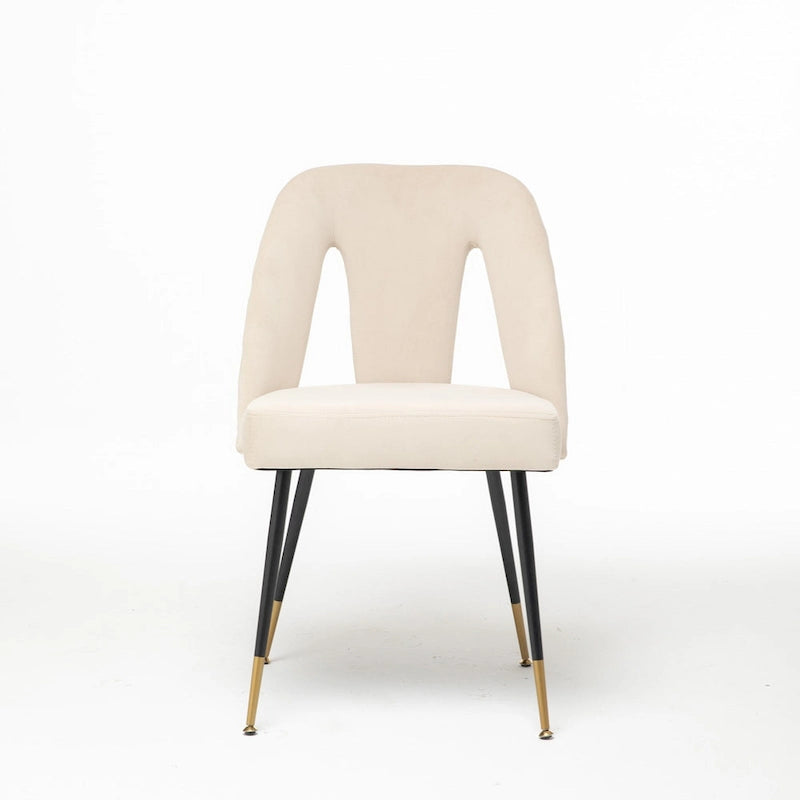 Lot de 2 chaises de salle à manger modernes et contemporaines rembourrées avec clous décoratifs et pieds en métal