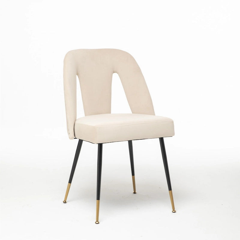 Lot de 2 chaises de salle à manger modernes et contemporaines rembourrées avec clous décoratifs et pieds en métal