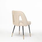 Lot de 2 chaises de salle à manger modernes et contemporaines rembourrées avec clous décoratifs et pieds en métal