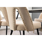 Lot de 2 chaises de salle à manger modernes et contemporaines rembourrées avec clous décoratifs et pieds en métal