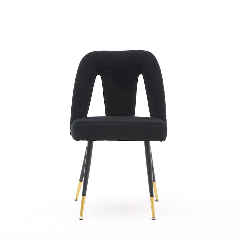 Lot de 2 chaises de salle à manger modernes et contemporaines rembourrées avec clous décoratifs et pieds en métal