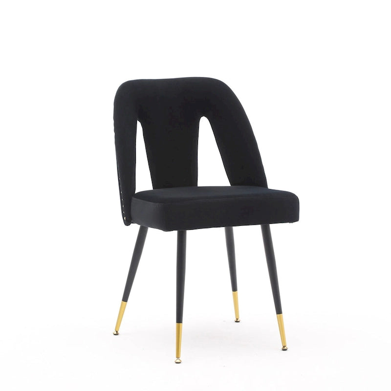 Lot de 2 chaises de salle à manger modernes et contemporaines rembourrées avec clous décoratifs et pieds en métal