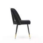 Lot de 2 chaises de salle à manger modernes et contemporaines rembourrées avec clous décoratifs et pieds en métal