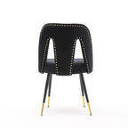 Lot de 2 chaises de salle à manger modernes et contemporaines rembourrées avec clous décoratifs et pieds en métal