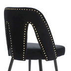 Lot de 2 chaises de salle à manger modernes et contemporaines rembourrées avec clous décoratifs et pieds en métal