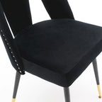 Lot de 2 chaises de salle à manger modernes et contemporaines rembourrées avec clous décoratifs et pieds en métal