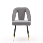 Lot de 2 chaises de salle à manger modernes et contemporaines rembourrées avec clous décoratifs et pieds en métal