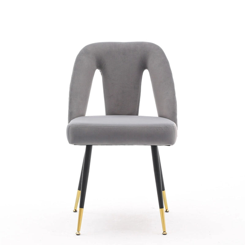 Lot de 2 chaises de salle à manger modernes et contemporaines rembourrées avec clous décoratifs et pieds en métal