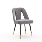 Lot de 2 chaises de salle à manger modernes et contemporaines rembourrées avec clous décoratifs et pieds en métal
