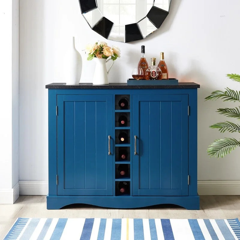 47 Meuble buffet avec comptoir en marbre et porte-verres
