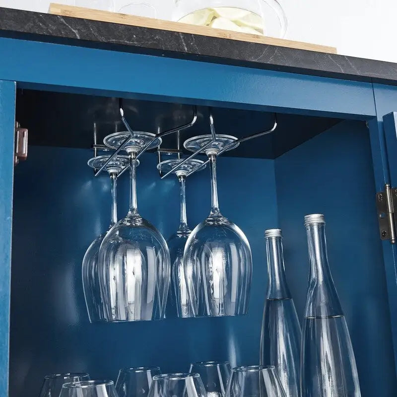 47 Meuble buffet avec comptoir en marbre et porte-verres