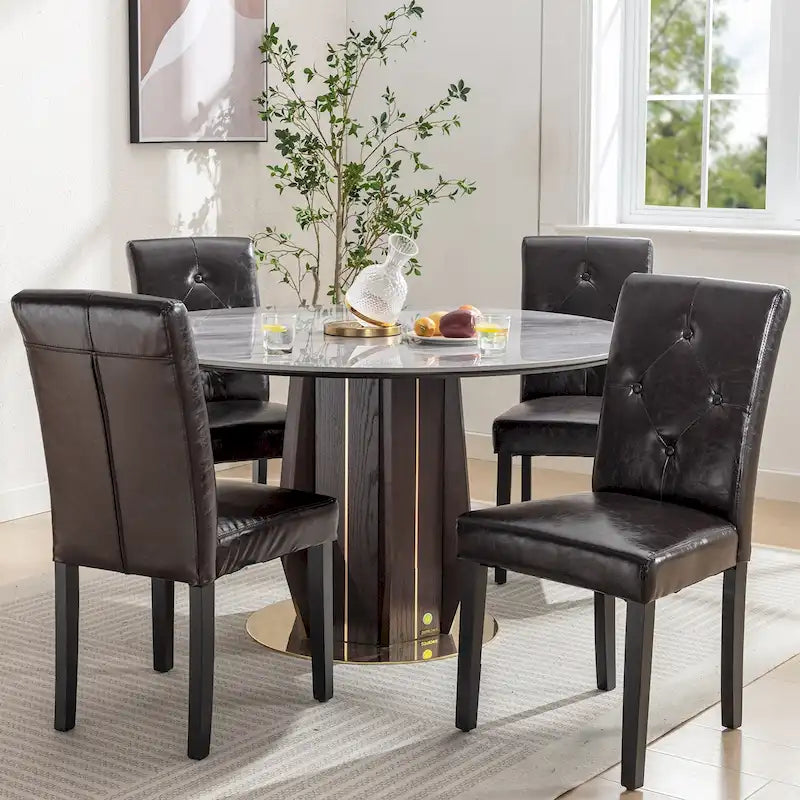 Javlergo Lot de 4 chaises de salle à manger rembourrées, chaise de salle à manger en tissu ou similicuir avec pieds en métal