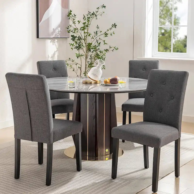 Javlergo Lot de 4 chaises de salle à manger rembourrées, chaise de salle à manger en tissu ou similicuir avec pieds en métal