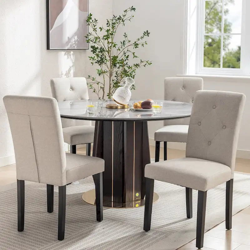 Javlergo Lot de 4 chaises de salle à manger rembourrées, chaise de salle à manger en tissu ou similicuir avec pieds en métal