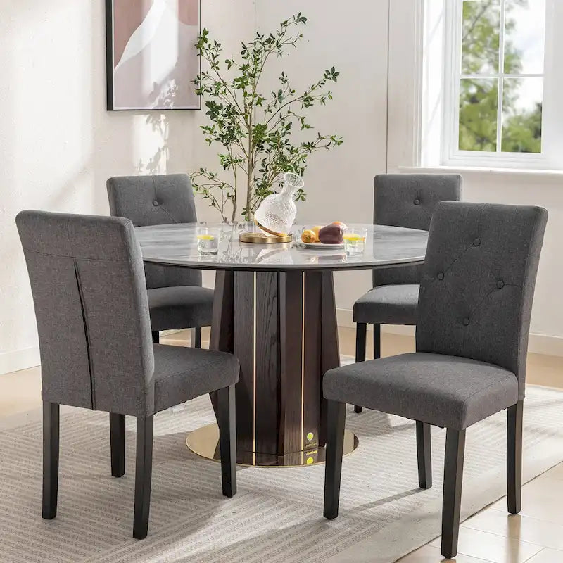 Javlergo Lot de 4 chaises de salle à manger rembourrées, chaise de salle à manger en tissu ou similicuir avec pieds en métal