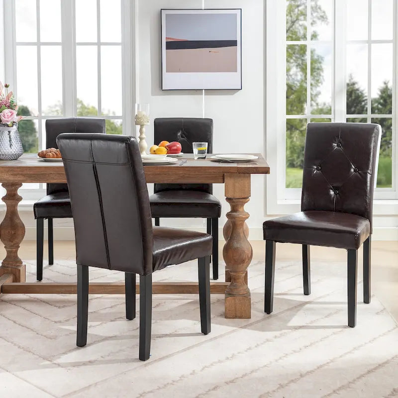 Javlergo Lot de 4 chaises de salle à manger rembourrées, chaise de salle à manger en tissu ou similicuir avec pieds en métal