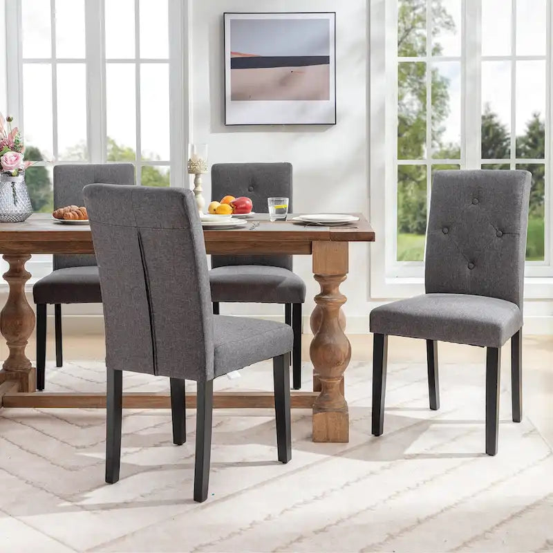 Javlergo Lot de 4 chaises de salle à manger rembourrées, chaise de salle à manger en tissu ou similicuir avec pieds en métal
