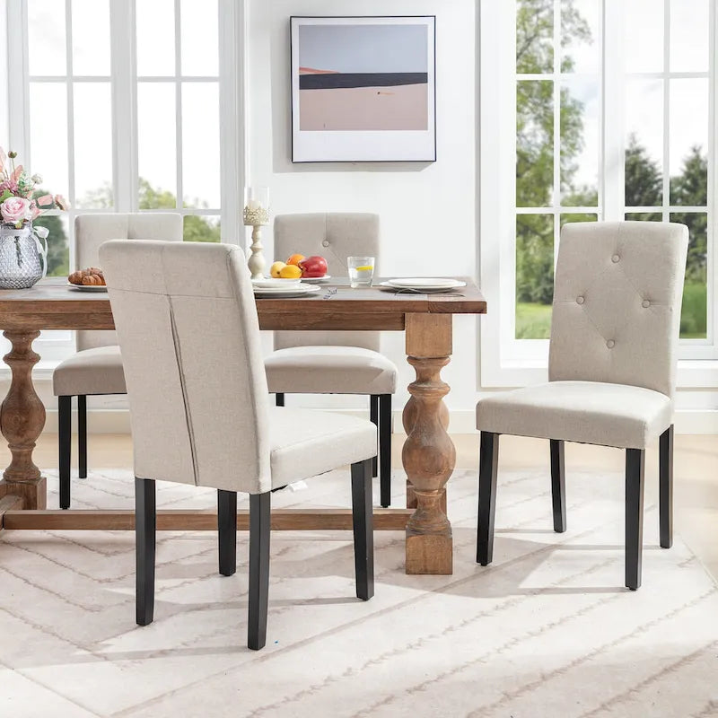 Javlergo Lot de 4 chaises de salle à manger rembourrées, chaise de salle à manger en tissu ou similicuir avec pieds en métal
