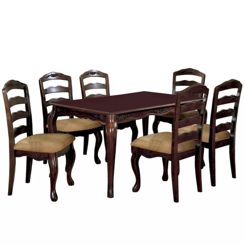 Ensemble de 2 chaises de salle à manger, finition noyer foncé de style transitionnel, en bois massif, pour cuisine et salle à manger, chaises à dossier échelle