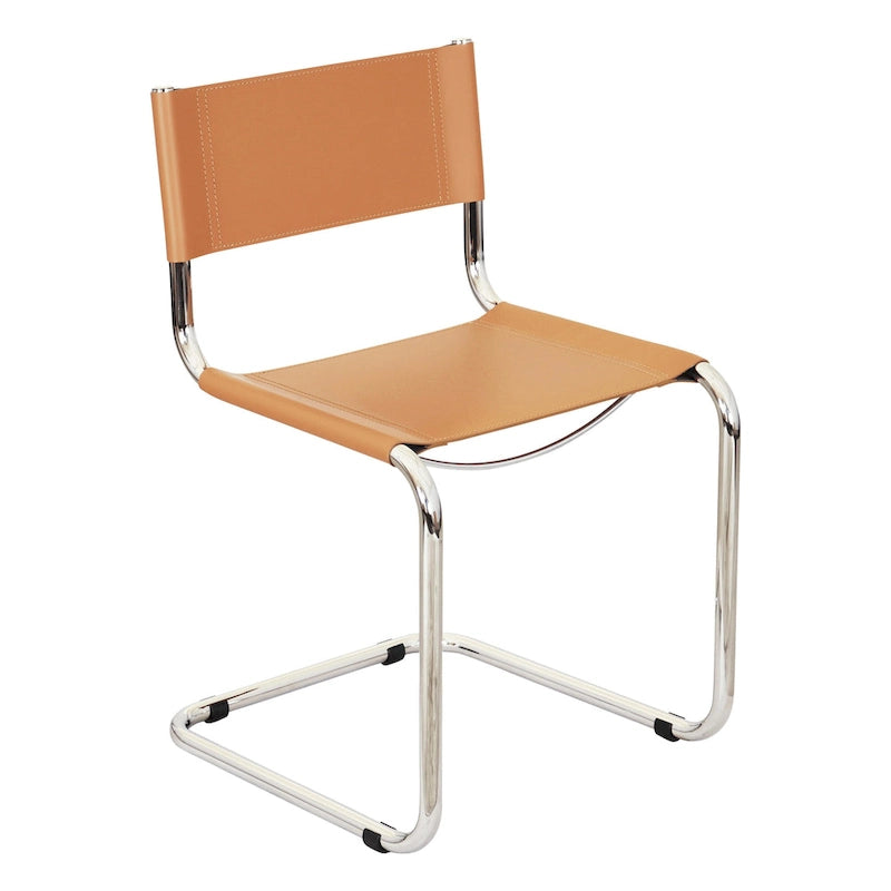 Chaise d'appoint Cantilever Breuer Chair Company Mart Stam avec cadre chromé (divers coloris de cuir reconstitué)