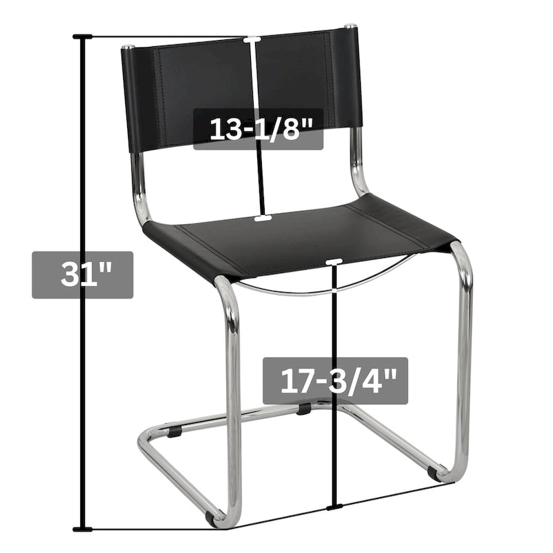 Chaise d'appoint Cantilever Breuer Chair Company Mart Stam avec cadre chromé (divers coloris de cuir reconstitué)